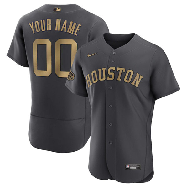 Men's Houston Astros Active Player Custom Charcoal 2022 All-Star Flex Base Stitched Baseball Jersey