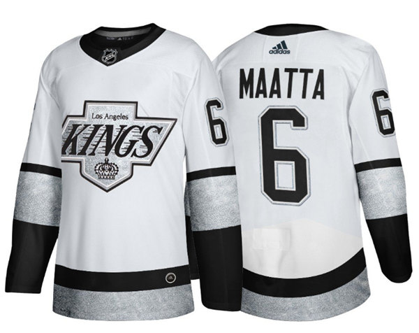 Men's Los Angeles Kings #6 Olli Maatta White Throwback Stitched Jersey