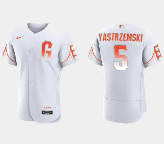 Men's San Francisco Giants #5 Mike Yastrzemski White City Connect Flex Base Stitched Jersey