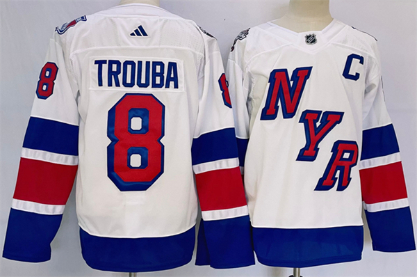 Men's New York Rangers #8 Jacob Trouba White 2023-2024 Stadium Series Stitched Jersey