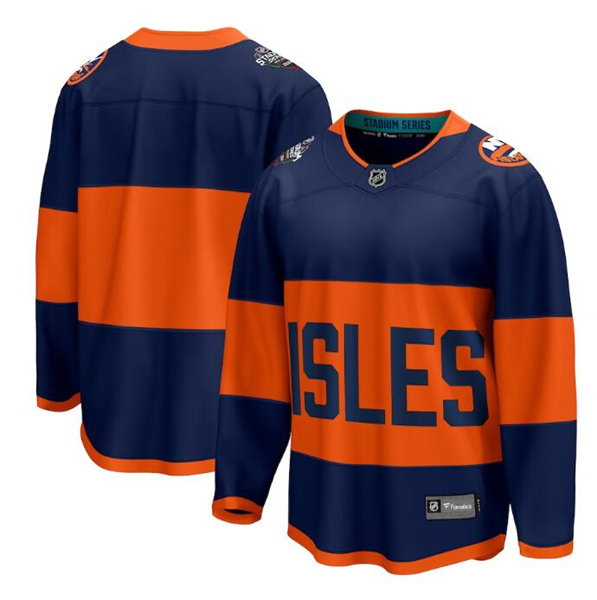 Men's New York Islanders Custom Navy 2024 Stadium Series Breakaway Stitched Jersey