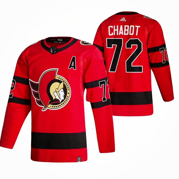 Men's Ottawa Senators #72 Thomas Chabot 2021 Red Reverse Retro Stitched NHL Jersey