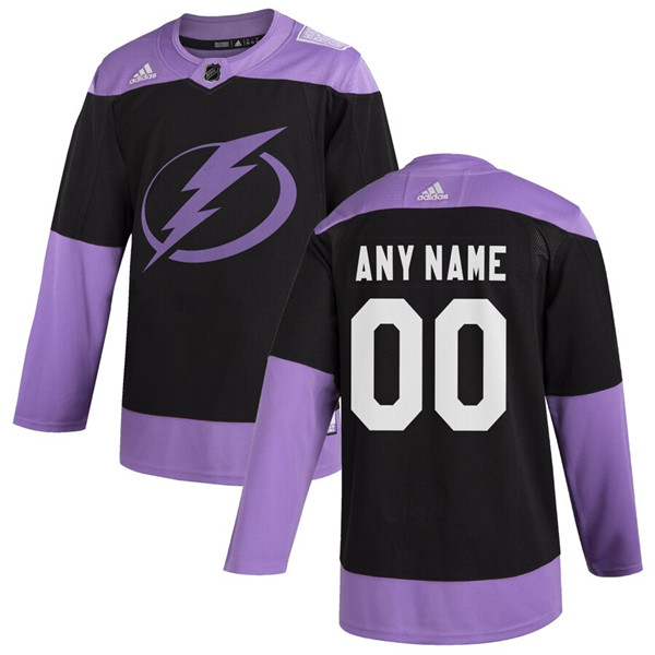 Men's Tampa Bay Lightning Adidas Black Hockey Fights Cancer Custom Practice NHL Stitched Jersey