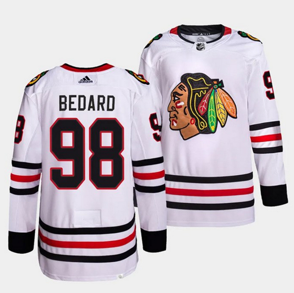 Men's Chicago Blackhawks #98 Connor Bedard White Stitched Hockey Jersey