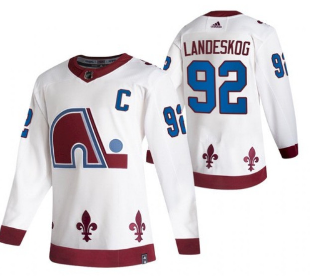 Men's Colorado Avalanche #92 Gabriel Landeskog 2020-21 White Reverse Retro Stitched NHL Jersey