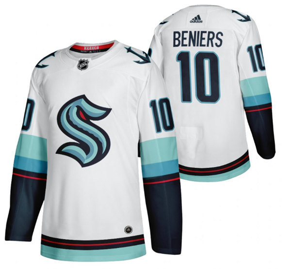 Men's Seattle Kraken #10 Matty Beniers White Stitched Jersey