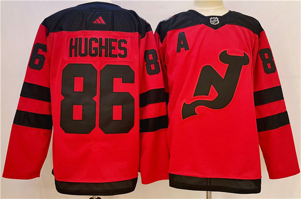 Men's New Jersey Devils #86 Jack Hughes Red Stadium Series Stitched Jersey