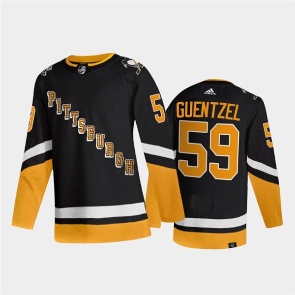 Men's Pittsburgh Penguins #59 Jake Guentzel 2021/2022 Black Stitched Jersey