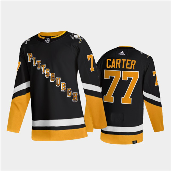 Men's Pittsburgh Penguins #77 Jeff Carter 2021/2022 Black Stitched Jersey