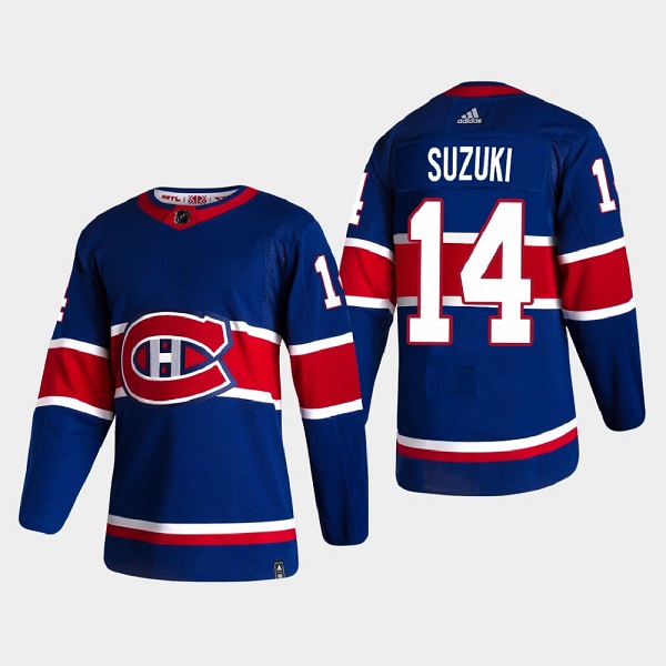 Men's Montreal Canadiens #14 Nick Suzuki Blue Stitched Jersey