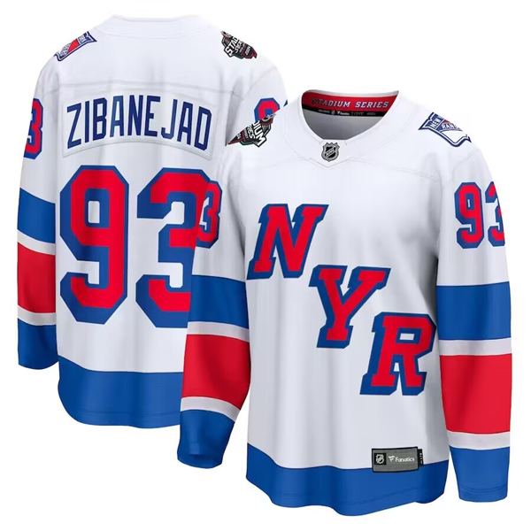 Men's New York Rangers #93 Mika Zibanejad White 2024 Stadium Series Breakaway Stitched Jersey