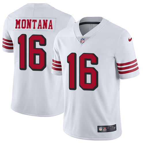Men's NFL San Francisco 49ers #16 Joe Montana White Untouchable Limited Stitched Jersey