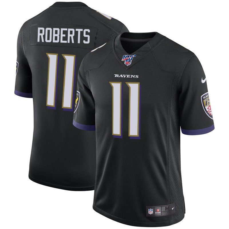Men's Baltimore Ravens #11 Seth Roberts Black 100th Season Limited Stitched NFL Jersey