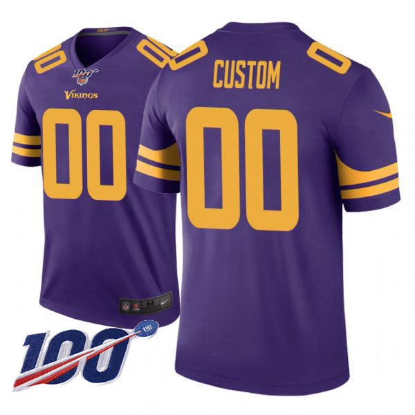 Men's Vikings ACTIVE PLAYER 100th Season Purple Legend Limited Stitched NFL Jersey