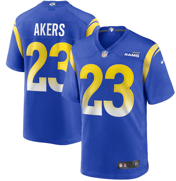 Men's Los Angeles Rams #23 Cam Akers 2020 Royal Game NFL Stitched Jersey