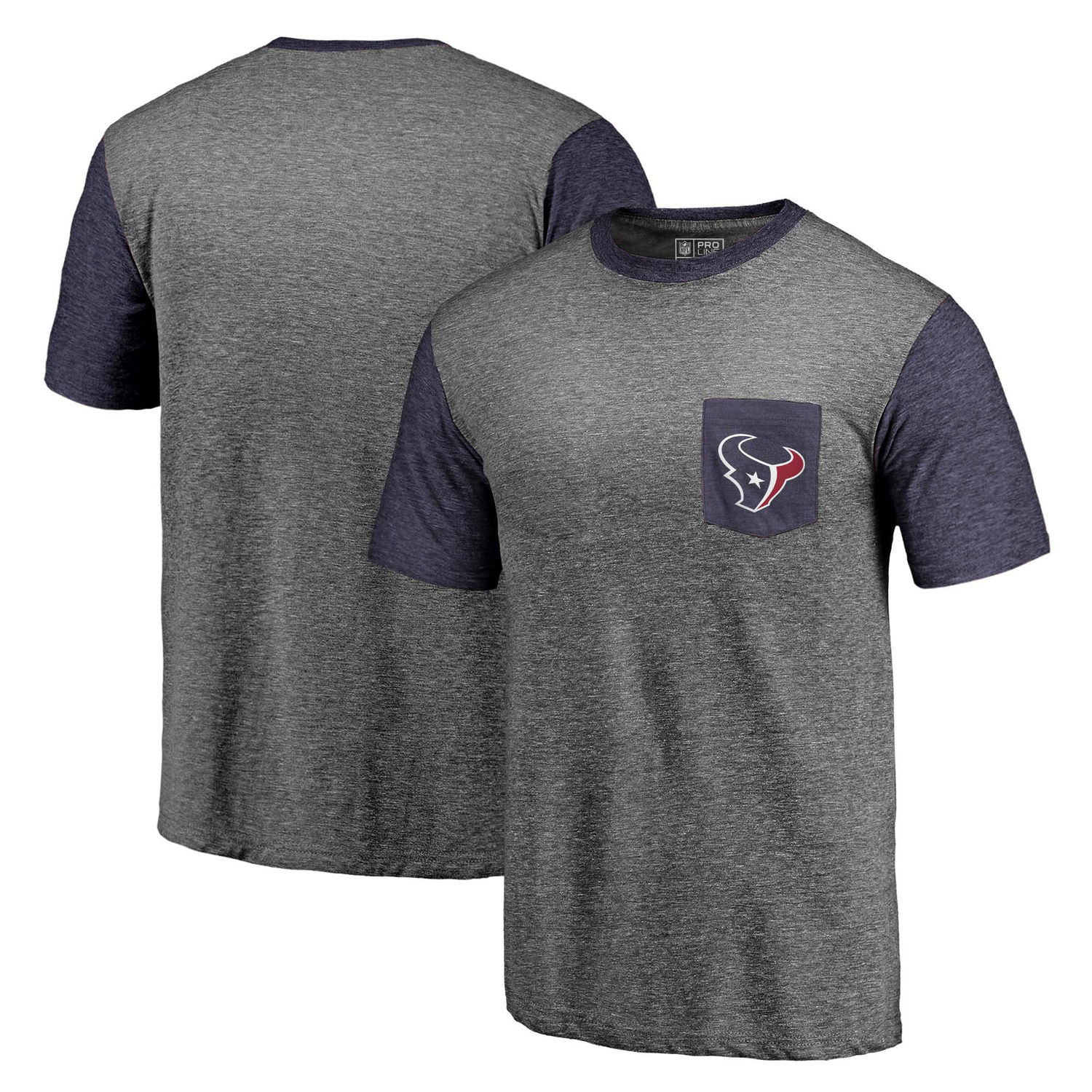 Men's Houston Texans Pro Line by Fanatics Branded Heathered Gray-Navy Refresh Pocket T-Shirt