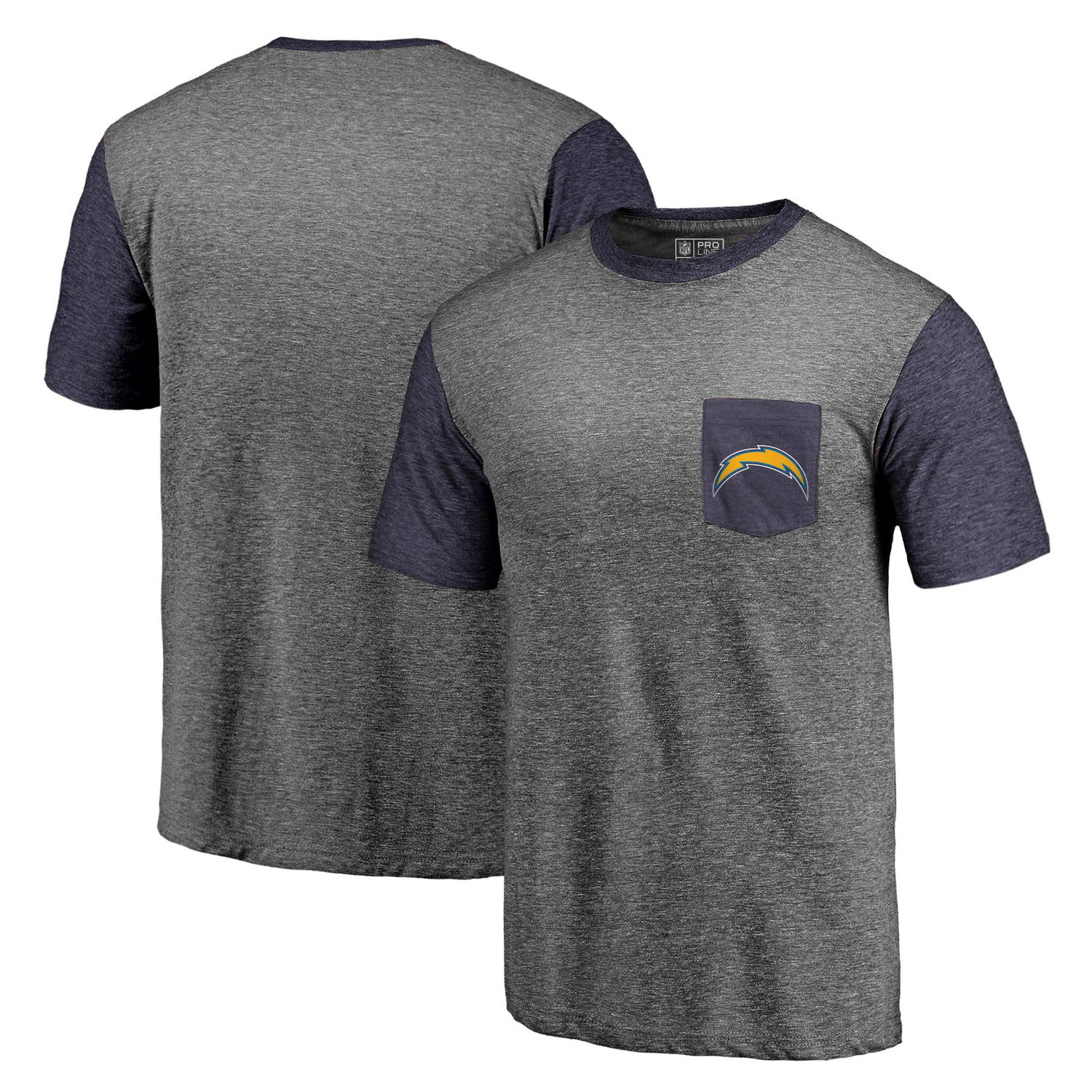 Men's Los Angeles Chargers NFL Pro Line by Fanatics Branded Heathered Gray-Navy Refresh Pocket T-Shirt
