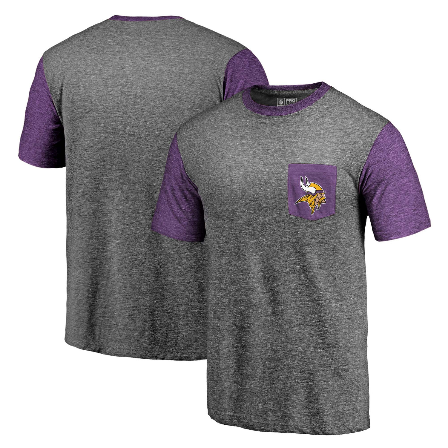 Men's Minnesota Vikings NFL Pro Line by Fanatics Branded Heathered Gray-Purple Refresh Pocket T-Shirt