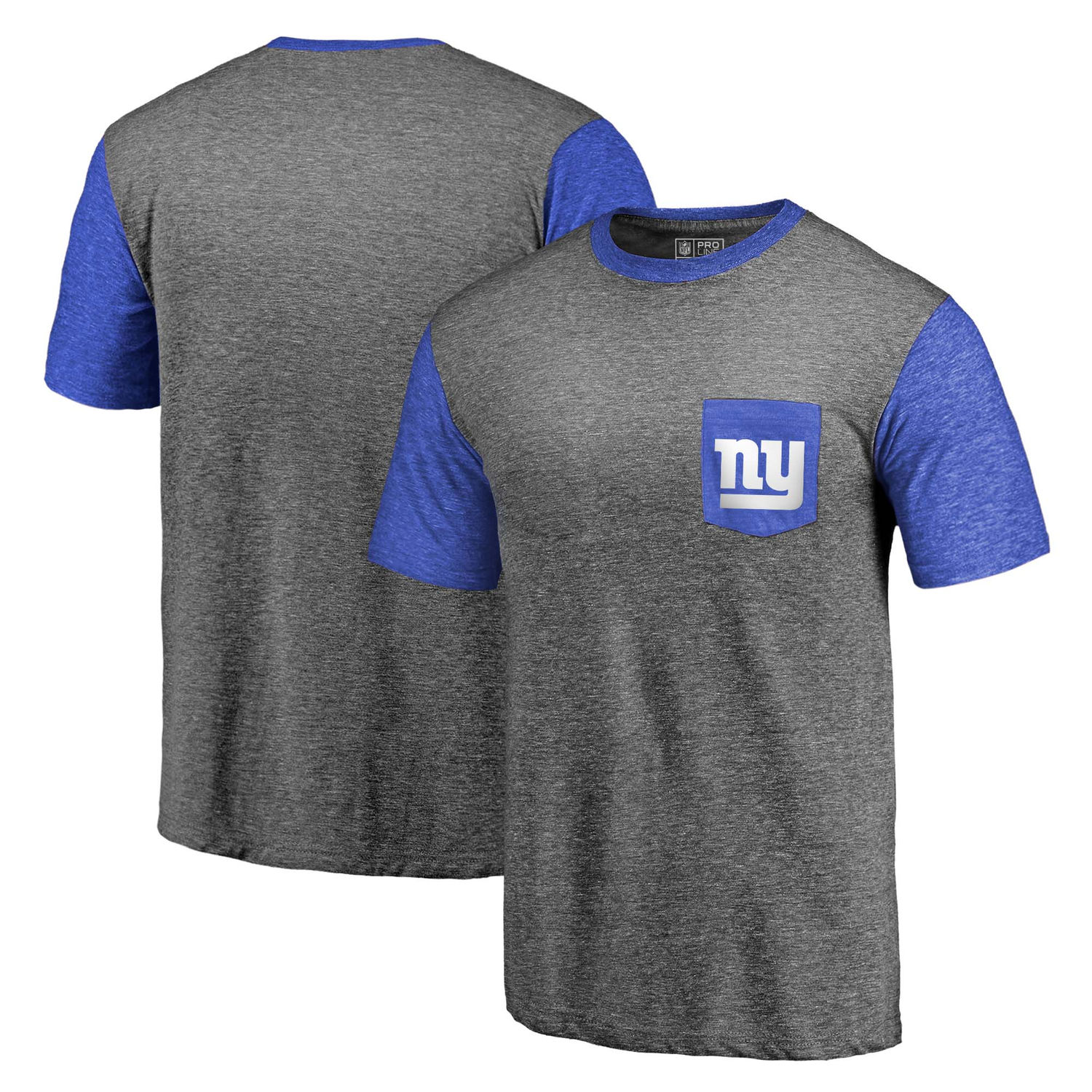 Men's New York Giants NFL Pro Line by Fanatics Branded Heathered Gray-Royal Refresh Pocket T-Shirt