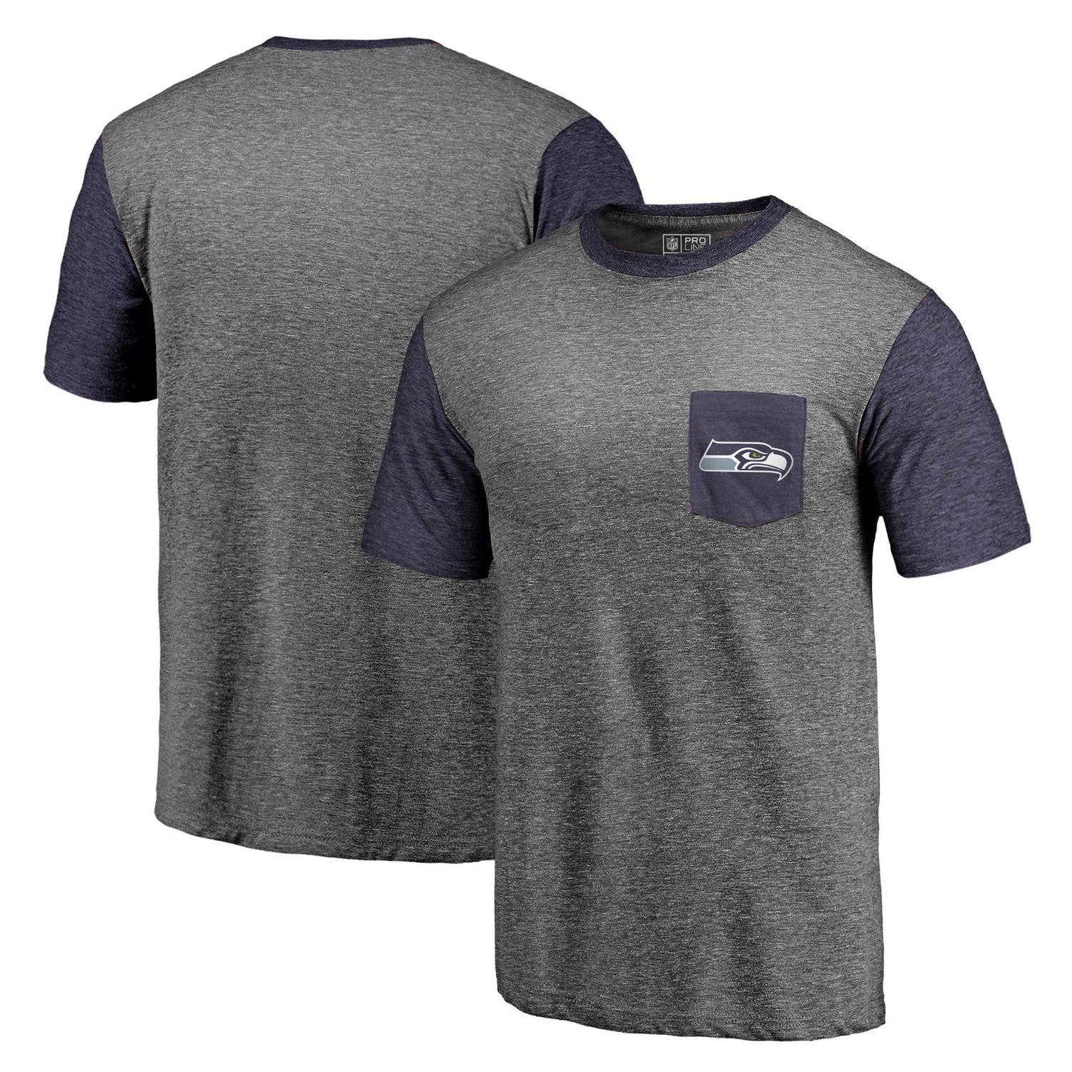 Men's Seattle Seahawks NFL Pro Line by Fanatics Branded Heathered Gray-College Navy Refresh Pocket T-Shirt
