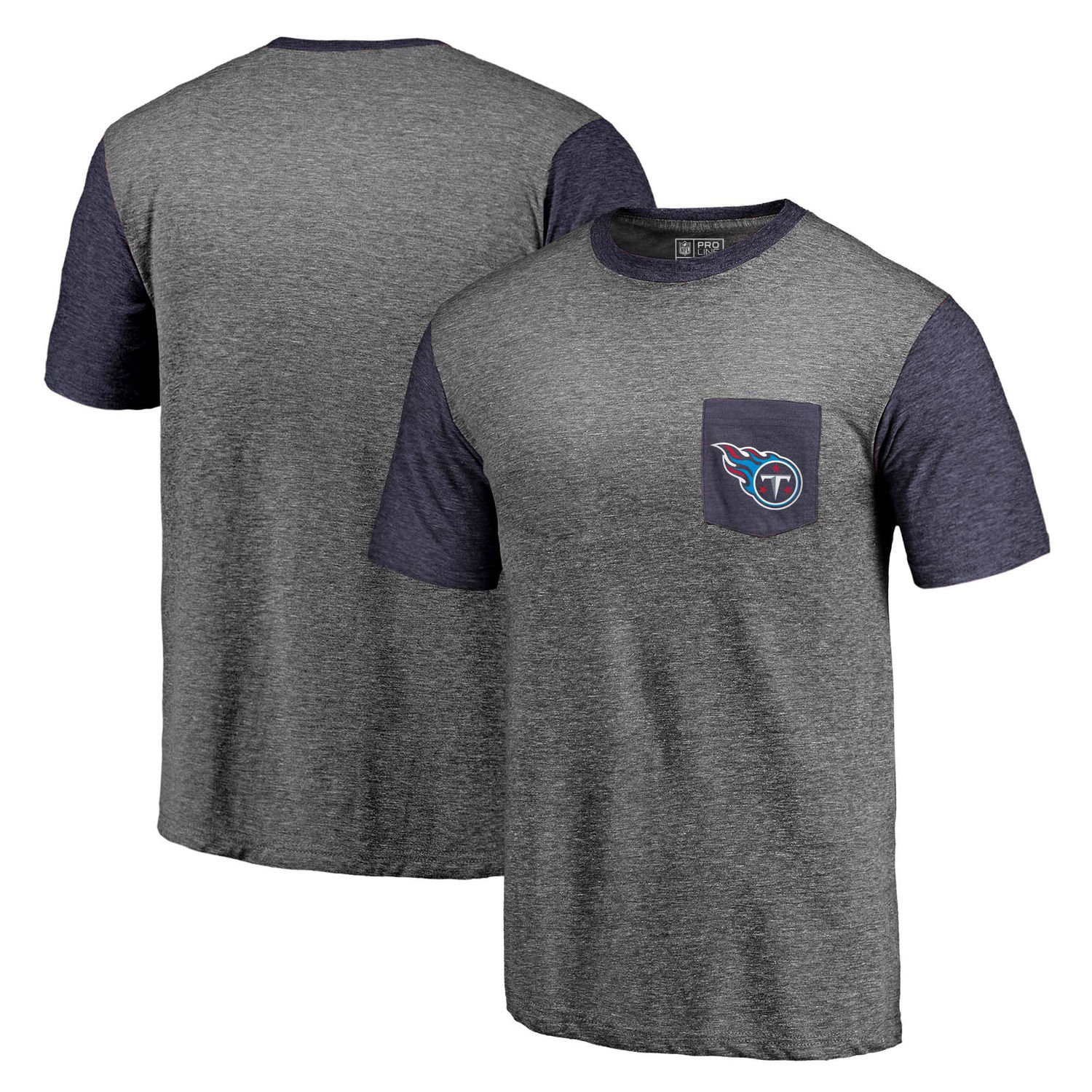 Men's Tennessee Titans Pro Line by Fanatics Branded Heathered Gray-Navy Refresh Pocket T-Shirt