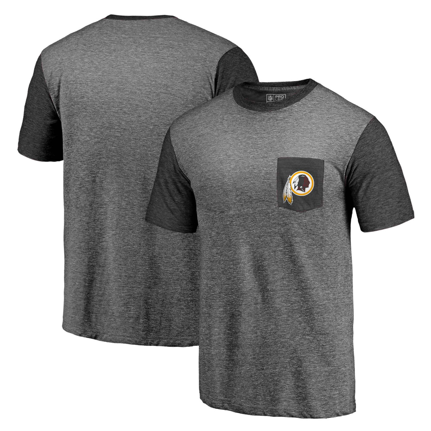 Men's Washington Redskins Pro Line by Fanatics Branded Heathered Gray-Black Refresh Pocket T-Shirt