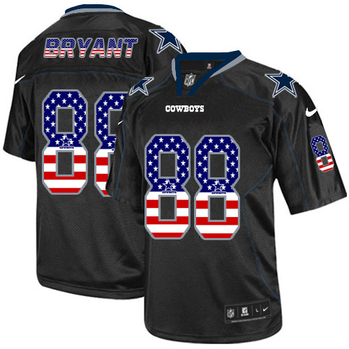 Men's Nike Cowboys #88 Dez Bryant Black USA Flag Fashion Elite Stitched Jersey