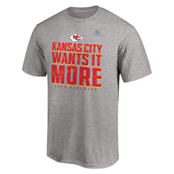 Men's Kansas City Chiefs Heather Gray 2020 NFL Playoffs Bound NFL T-Shirt