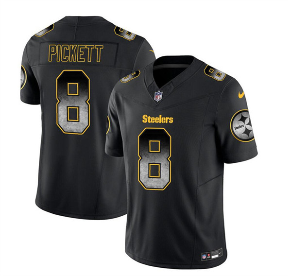 Men's Pittsburgh Steelers #8 Kenny Pickett Black 2023 F.U.S.E. Smoke Vapor Untouchable Limited Football Stitched Jersey