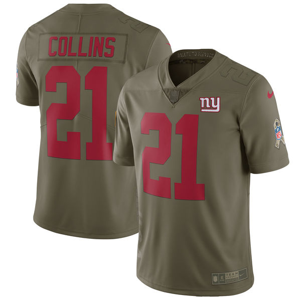 Men's Nike New York Giants #21 Landon Collins Olive Salute To Service Limited Stitched NFL Jersey