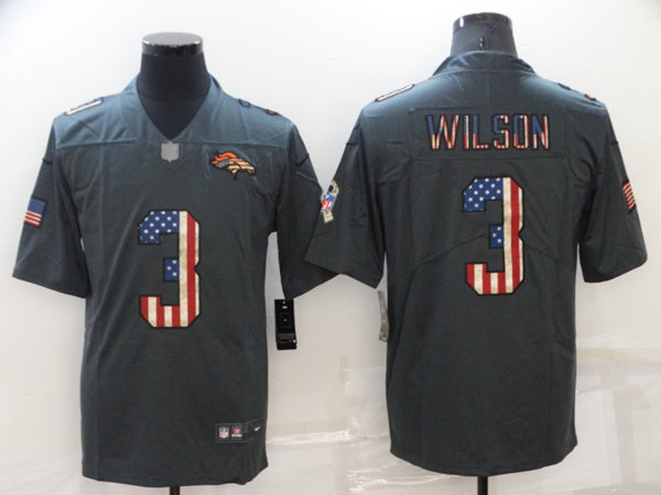 Men's Denver Broncos #3 Russell Wilson Salute To Service USA Flag Fashion Limited Stitched Jersey