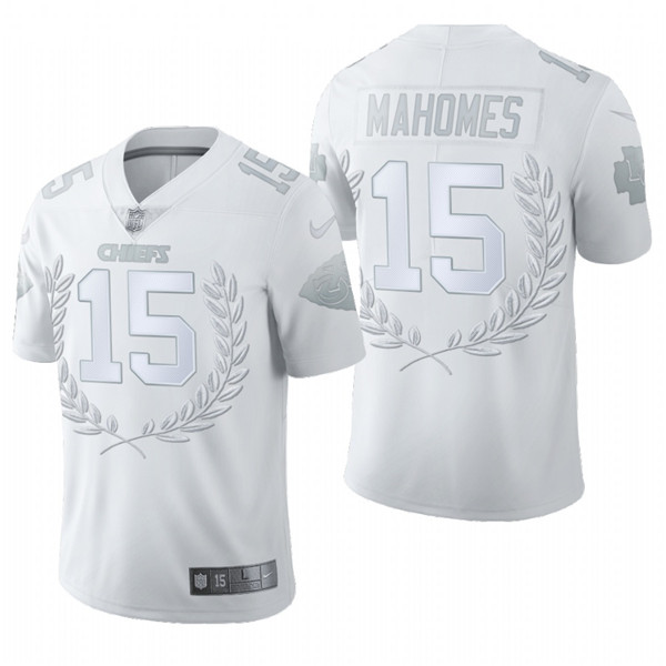 Men's Kansas City Chiefs #15 Patrick Mahomes White Stitched NFL Jersey