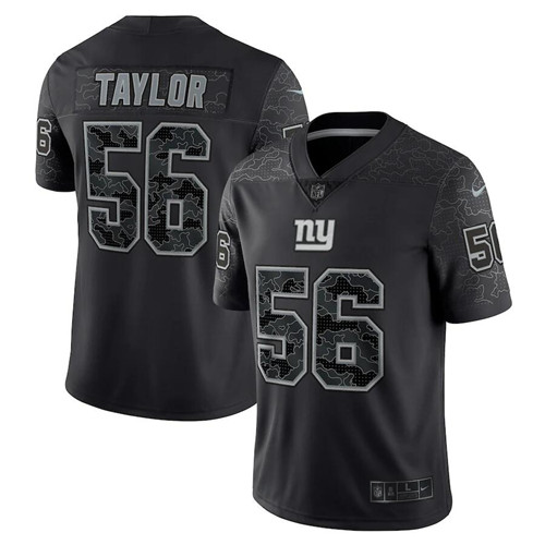 Men's New York Giants #56 Lawrence Taylor Black Reflective Limited ...