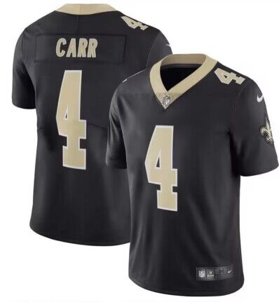 Men's New Orleans Saints #4 Derek Carr Black Vapor Limited Stitched ...