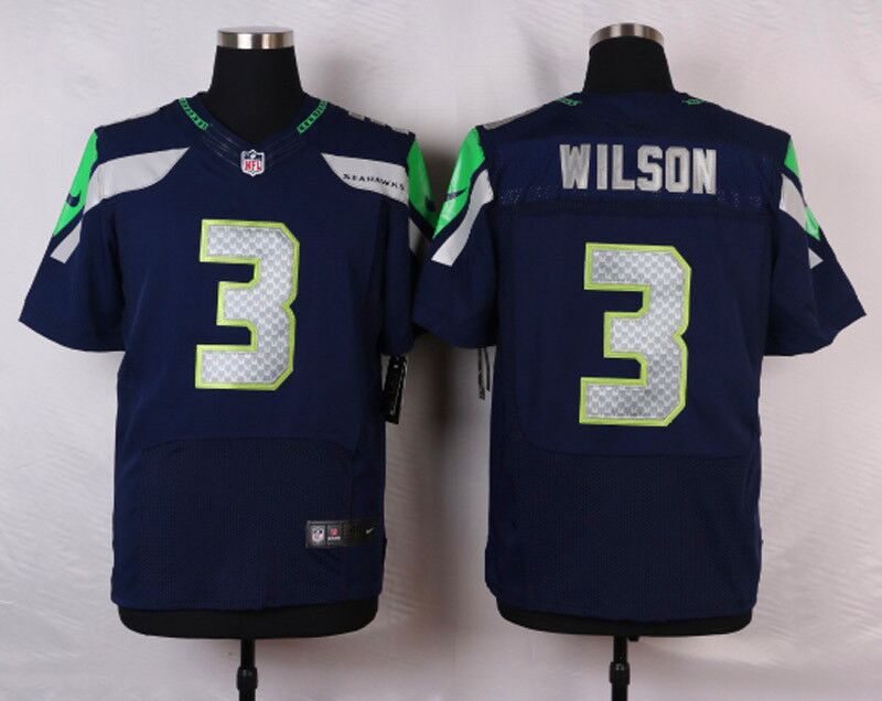 Men's Nike Seattle Seahawks #3 Russell Wilson Blue Stitched NFL Elite Jersey