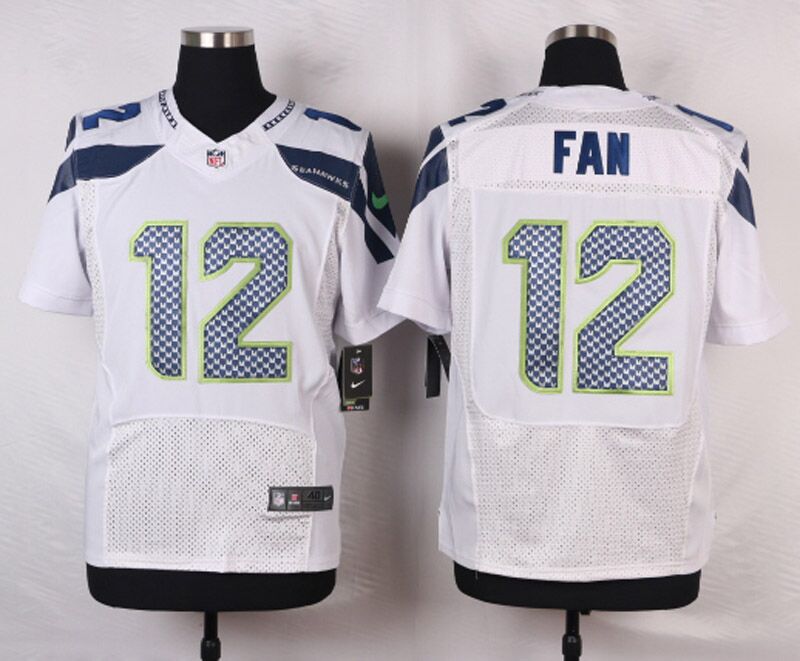 Men's Nike Seattle Seahawks #12 Fan White Stitched NFL Elite Jersey