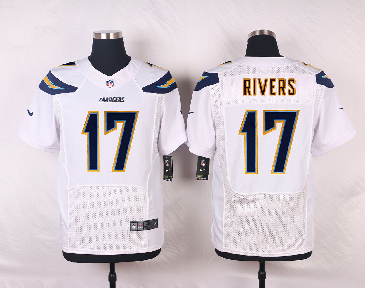 Men's Nike Los Angeles Chargers #17 Philip Rivers White Stitched NFL Elite Jersey