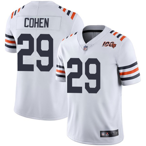 Men's Chicago Bears #29 Tarik Cohen White 2019 100th Season Limited Stitched NFL Jersey