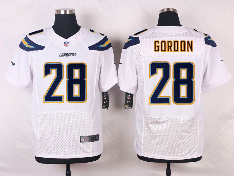 Men's Nike Los Angeles Chargers #28 Melvin Gordon White Stitched NFL Elite Jersey