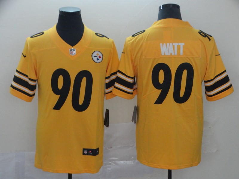 Men's Pittsburgh Steelers # 90T. J. Watt 2019 Gold Inverted Legend Stitched NFL Jersey