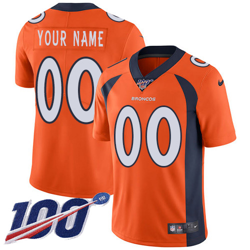 Men's Broncos 100th Season ACTIVE PLAYER Orange Vapor Untouchable Limited Stitched NFL Jersey