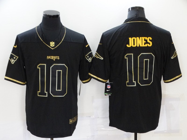 Men's New England Patriots #10 Mac Jones 2021 Black Gold Stitched Jersey