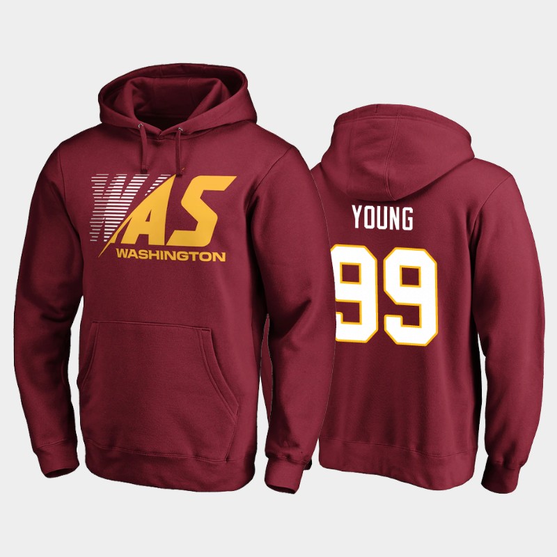 Men's Washington Football Team #99 Chase Young Burgundy 2020 Stealth Scanner Pullover Hoodie