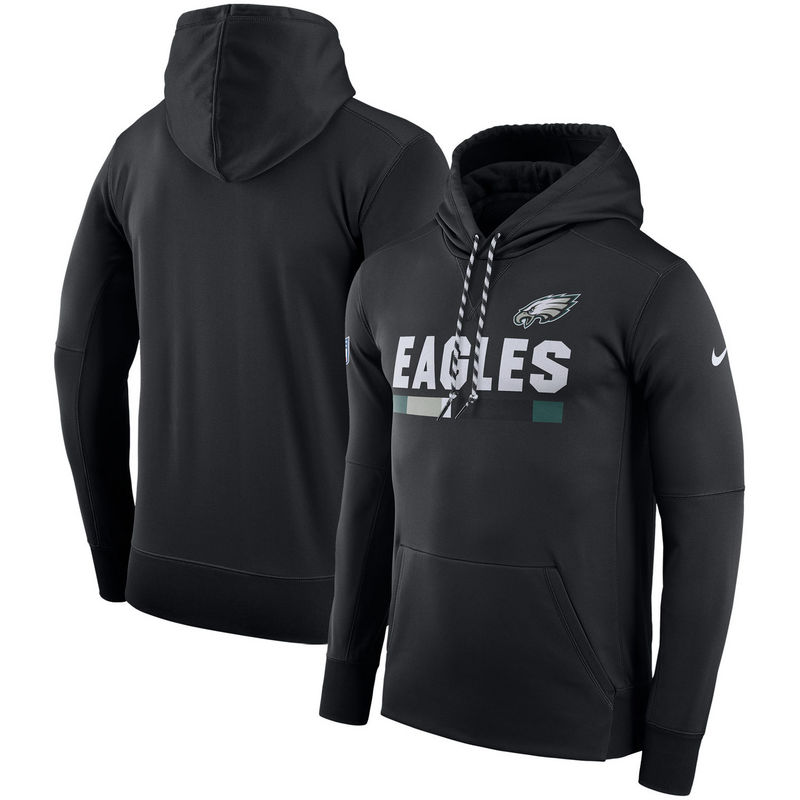 Men's Philadelphia Eagles Nike Black Sideline Team Name Performance Pullover Hoodie