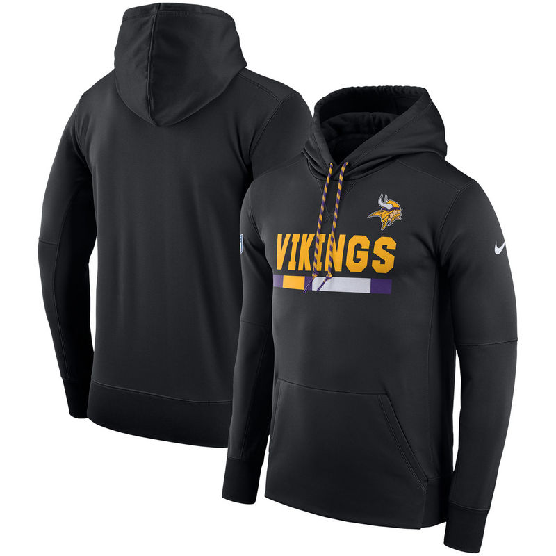 Men's Minnesota Vikings Nike Black Sideline Team Name Performance Pullover Hoodie
