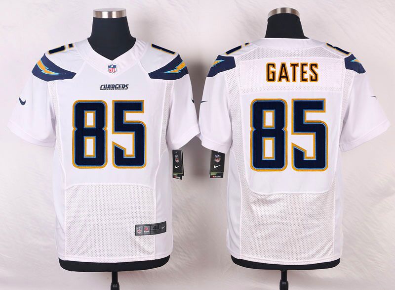 Men's Nike Los Angeles Chargers #85 Antonio Gates White Stitched NFL Elite Jersey