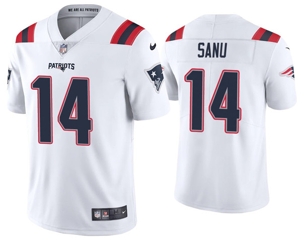 Men's New England Patriots #14 Mohamed Sanu 2020 White Vapor Untouchable Limited Stitched NFL Jersey