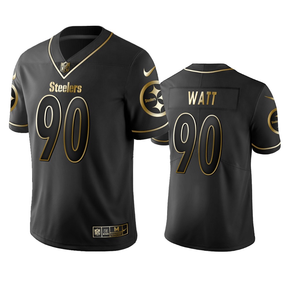 Men's Pittsburgh Steelers #90 T. J. Watt Black 2019 Golden Edition Limited Stitched NFL Jersey