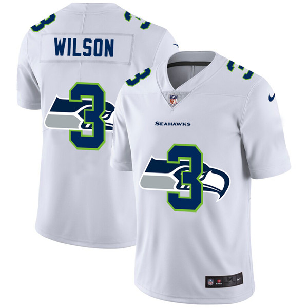Men's Seattle Seahawks #3 Russell Wilson White Stitched NFL Jersey