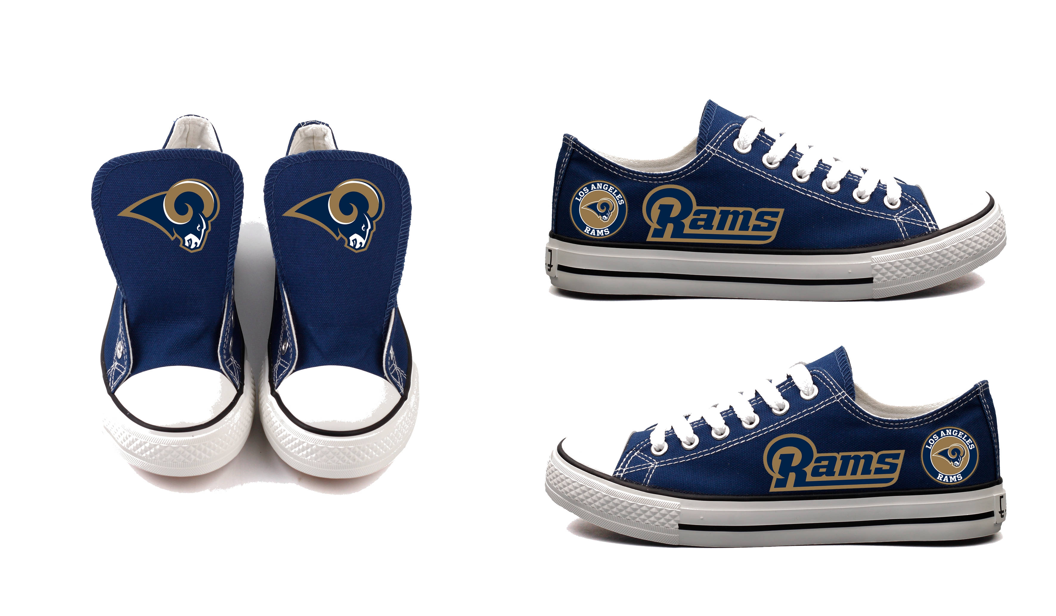 Women and Youth NFL Los Angeles Rams Repeat Print Low Top Sneakers 002